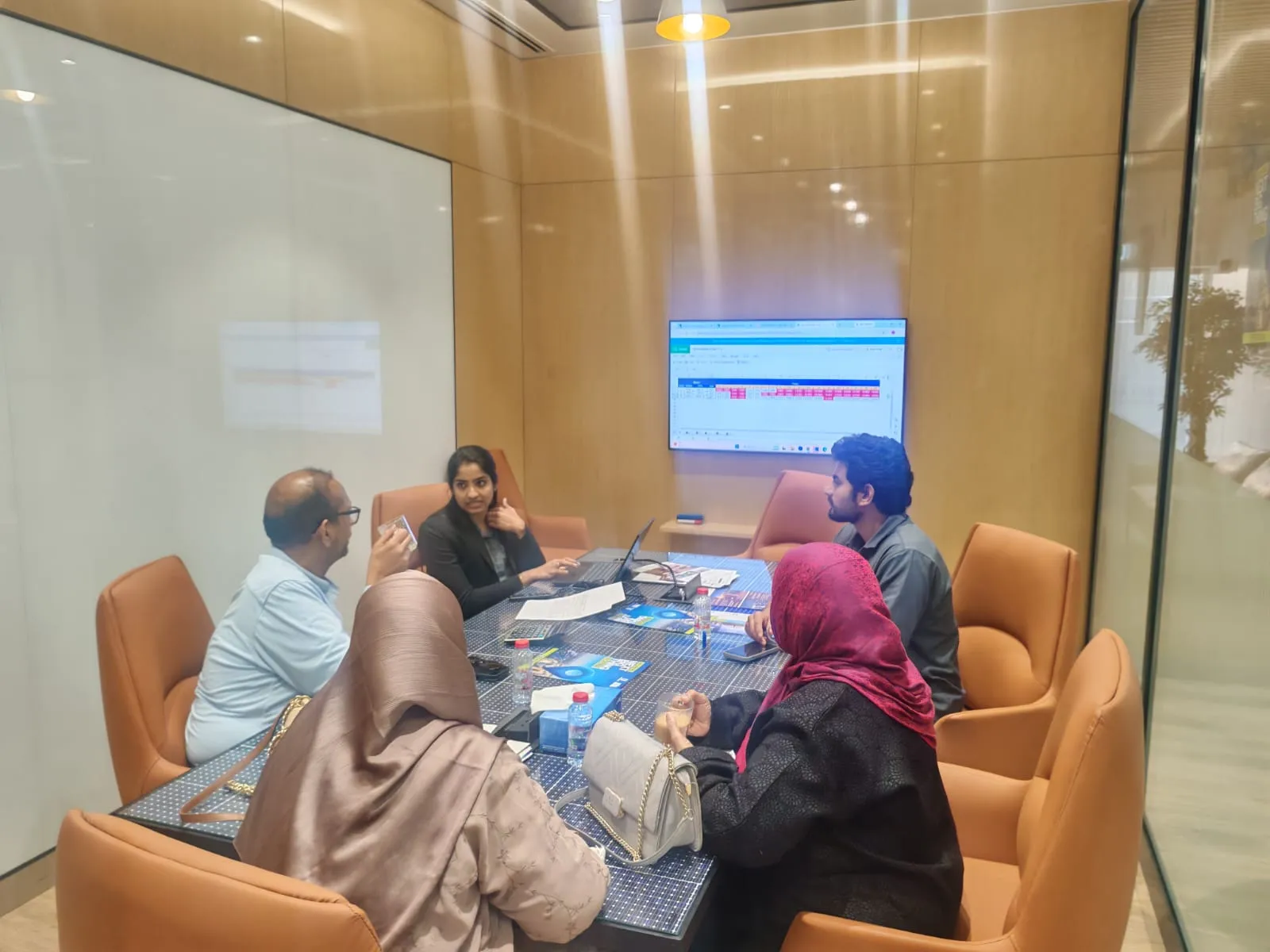 A consultation in the experience centre meeting room